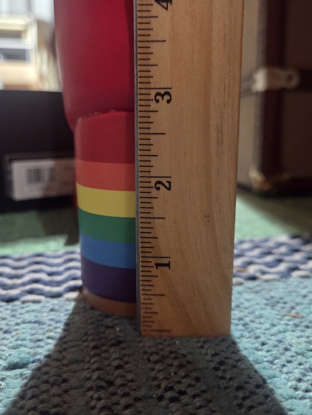 ModCloth Red Ankle-Strap Block Heel Sandals with Rainbow Heel - Picture 7 of 9